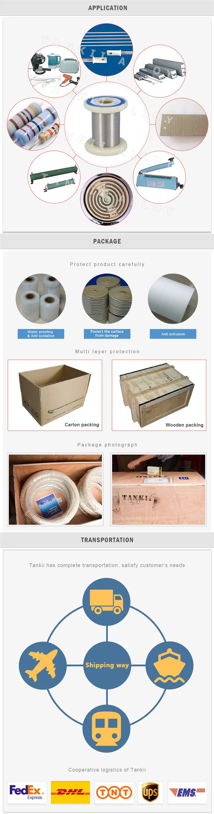 Endüstriyel ısıtma için Tankii Constantan Alaşımlı Isıtma Tel 6j40 2